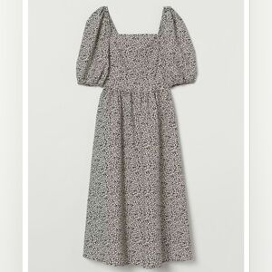 H&M Black and White Floral Midi Dress - Size M - New With Tags